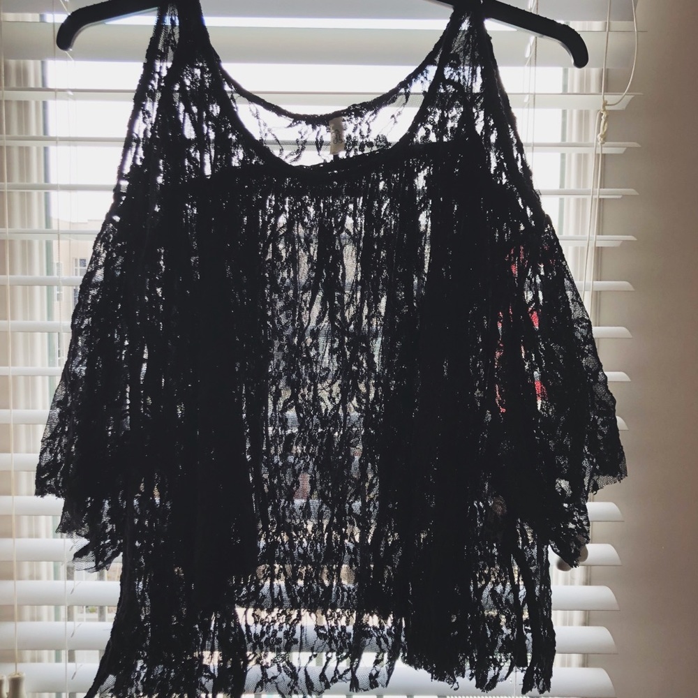 Free People Black Lace Top